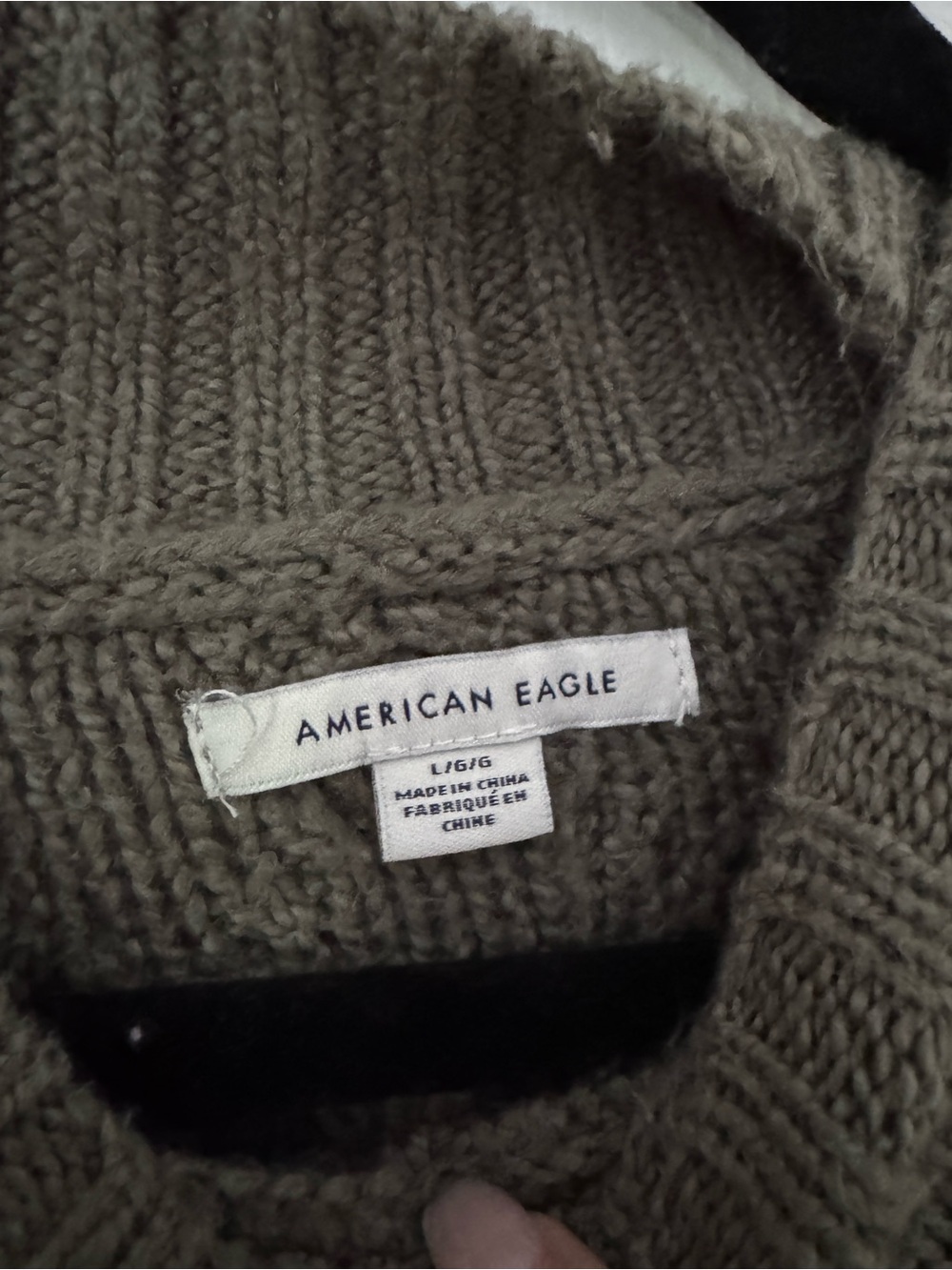 American Eagle Outfitters Olive Cable-Knit Turtleneck Sweater - Picture 2 of 2